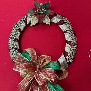 Beautiful Christmas holiday wreath with red gold, green and silver highlights
